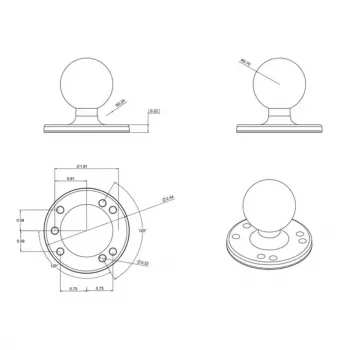 RAM Mounts RAM-202U apvali plokštelė su rutuliu