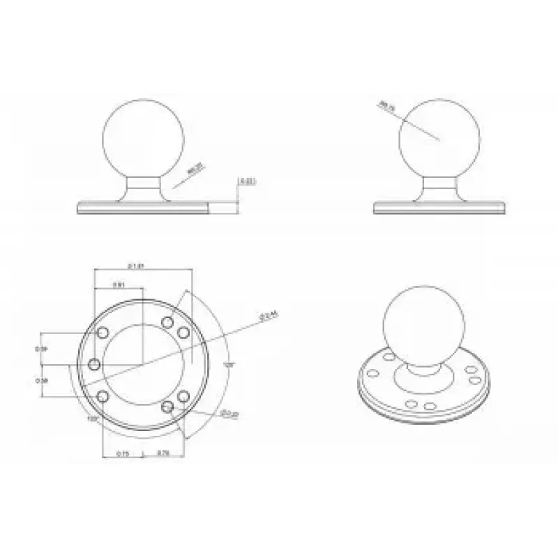 RAM Mounts RAM-202U apvali plokštelė su rutuliu