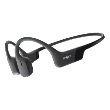 SHOKZ OpenRun belaidžiai ausiniai su kaulų laidumu, kaklo juosta, juodi
