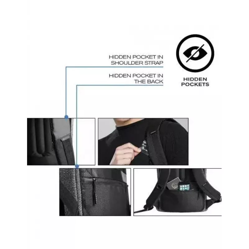 Kasdienė kuprinė XDDESIGN Urban Grey Fabric – 27 L, vandeniui atspari, 15,6 colių nešiojamojo kompiuterio skyrius, TSA spyna
