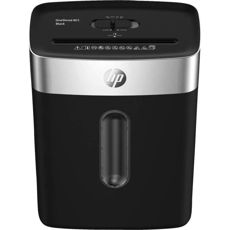 HP OneShred 8CC popieriaus smulkintuvas, dalelių pjovimas, 68 dB, 22 cm, juodas