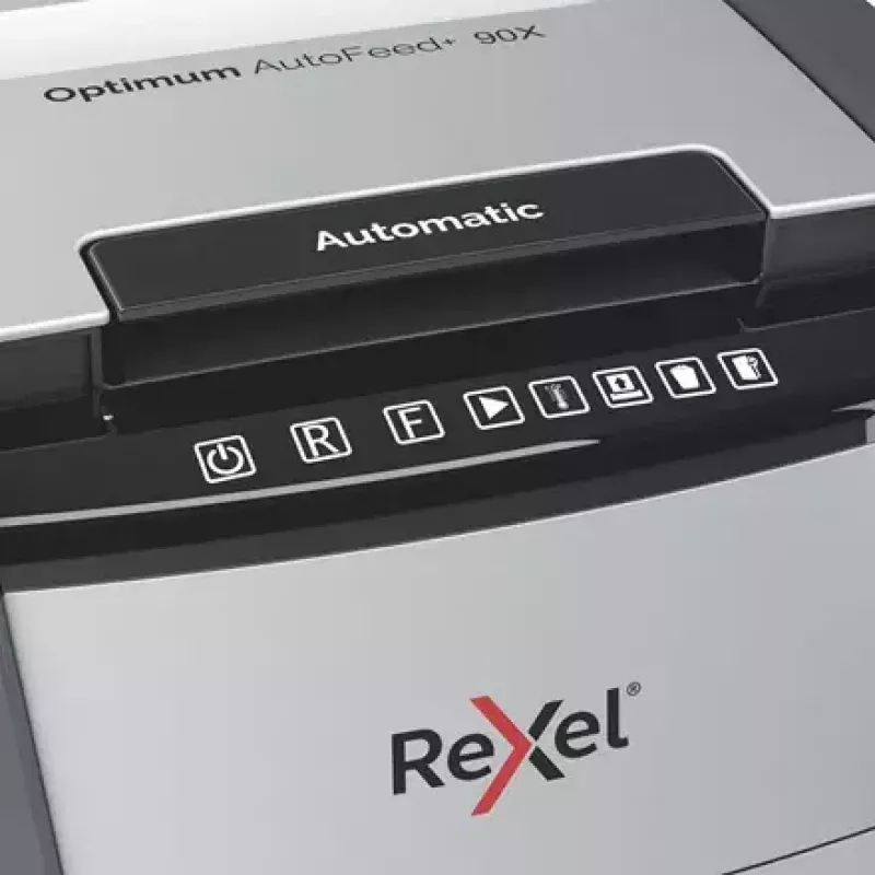 Rexel AutoFeed+ 90X popieriaus smulkintuvas, kryžminis pjovimas, 55 dB, juoda, pilka