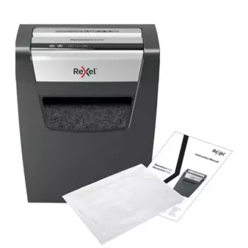 Popieriaus smulkintuvas REXEL Momentum X410 – dalelių pjovimas P-4, 4 x 28 mm, 10 lapų talpa, 23 L krepšelis, antistreikinis