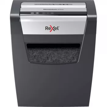 Popieriaus smulkintuvas REXEL Momentum X312 — dalelių pjovimas P-3, 12 lapų talpa, 23 L krepšys, 5 x 42 mm