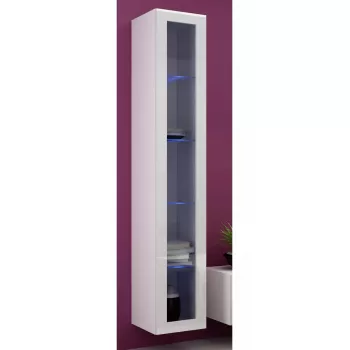 Sieninė vitrina Cama Meble VIGO 180 1800×400×300 mm balta/balta blizgi
