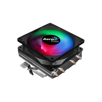 CPU aušintuvas AEROCOOL Air Frost 4 — 4 šilumos vamzdeliai, 90 mm ventiliatorius, TDP 125 W, aliuminio briaunos, juodas