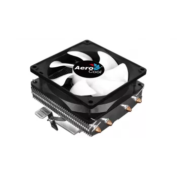 CPU aušintuvas AEROCOOL Air Frost 4 — 4 šilumos vamzdeliai, 90 mm ventiliatorius, TDP 125 W, aliuminio briaunos, juodas