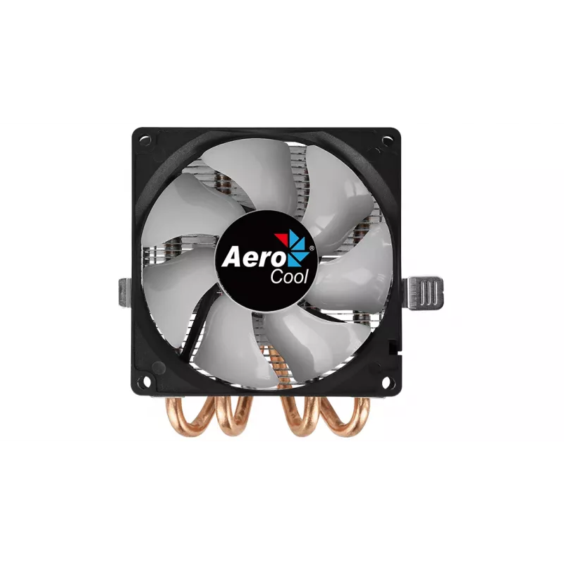 CPU aušintuvas AEROCOOL Air Frost 4 — 4 šilumos vamzdeliai, 90 mm ventiliatorius, TDP 125 W, aliuminio briaunos, juodas