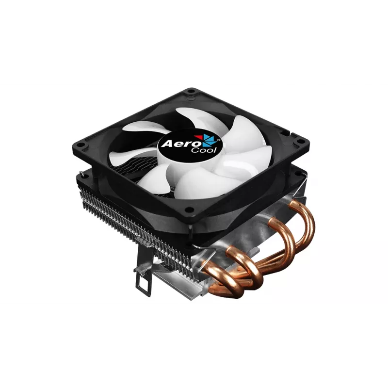 CPU aušintuvas AEROCOOL Air Frost 4 — 4 šilumos vamzdeliai, 90 mm ventiliatorius, TDP 125 W, aliuminio briaunos, juodas