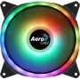 Aerocool DUO14 14 cm kompiuterio ventiliatorius ARGB LED dvigubas žiedas, antivibracinis, 6 kontaktų, juodas