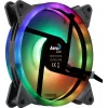 Aerocool DUO14 14 cm kompiuterio ventiliatorius ARGB LED dvigubas žiedas, antivibracinis, 6 kontaktų, juodas