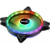 Aerocool DUO14 14 cm kompiuterio ventiliatorius ARGB LED dvigubas žiedas, antivibracinis, 6 kontaktų, juodas