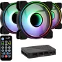 Ventiliatorių rinkinys Aerocool MIRAGE12PRO 3 vnt. 12 cm ARGB 6 kontaktų su Hub'u tylus juodas