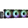 Ventiliatorių rinkinys Aerocool MIRAGE12PRO 3 vnt. 12 cm ARGB 6 kontaktų su Hub'u tylus juodas