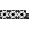 Ventiliatorių rinkinys Aerocool MIRAGE12PRO 3 vnt. 12 cm ARGB 6 kontaktų su Hub'u tylus juodas