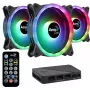 Aerocool DUO12PRO rinkinys 3x ventiliatorius 12cm ARGB LED dvigubas žiedas antivibraciniai 6 kaiščiai juodas