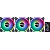 Aerocool DUO12PRO rinkinys 3x ventiliatorius 12cm ARGB LED dvigubas žiedas antivibraciniai 6 kaiščiai juodas