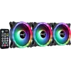 Aerocool DUO12PRO rinkinys 3x ventiliatorius 12cm ARGB LED dvigubas žiedas antivibraciniai 6 kaiščiai juodas
