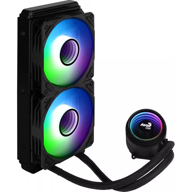 Aerocool MIRAGEL240 skystas aušintuvas CPU 2x 12cm ARGB ventiliatorius TDP 400W juodas