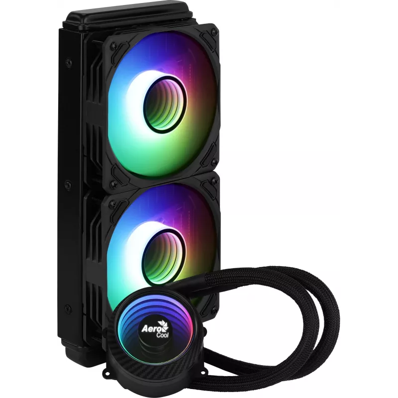 Aerocool MIRAGEL240 skystas aušintuvas CPU 2x 12cm ARGB ventiliatorius TDP 400W juodas