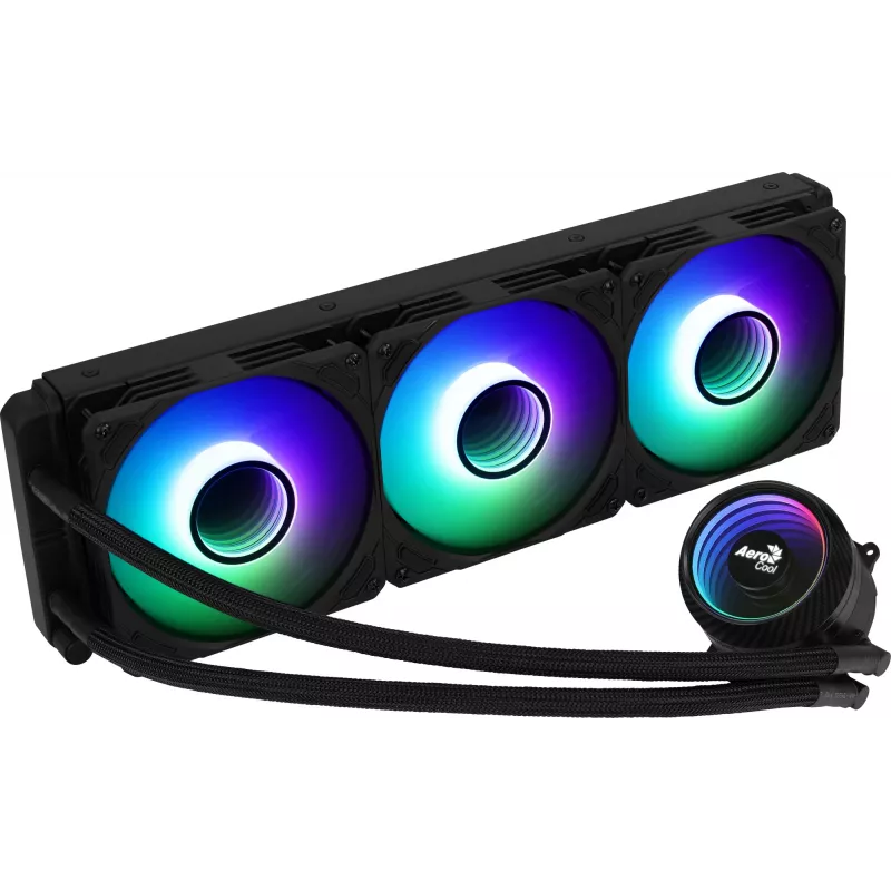 Aerocool MIRAGEL360 skystas CPU aušinimas 3x12cm ARGB ventiliatorius TDP 550W juodas