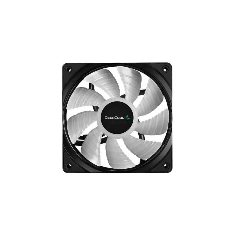 Korpuso ventiliatorius DeepCool RF120 — balta/juoda, 120×25 mm, 4 kontaktų PWM, RGB LED, hidrodinaminis guolis