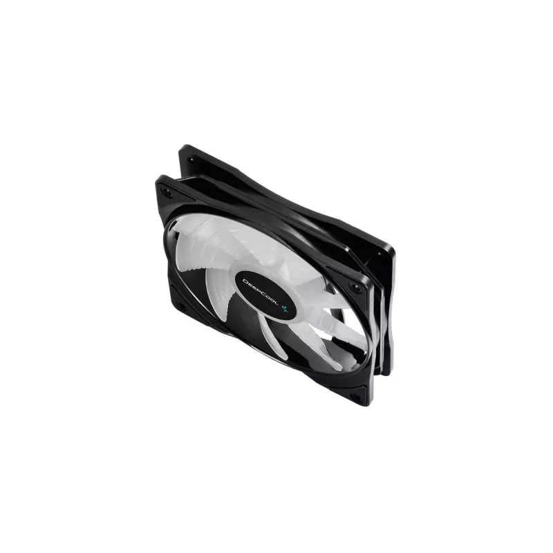 Korpuso ventiliatorius DeepCool RF120 — balta/juoda, 120×25 mm, 4 kontaktų PWM, RGB LED, hidrodinaminis guolis
