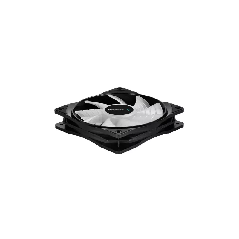 Korpuso ventiliatorius DeepCool RF120 — balta/juoda, 120×25 mm, 4 kontaktų PWM, RGB LED, hidrodinaminis guolis