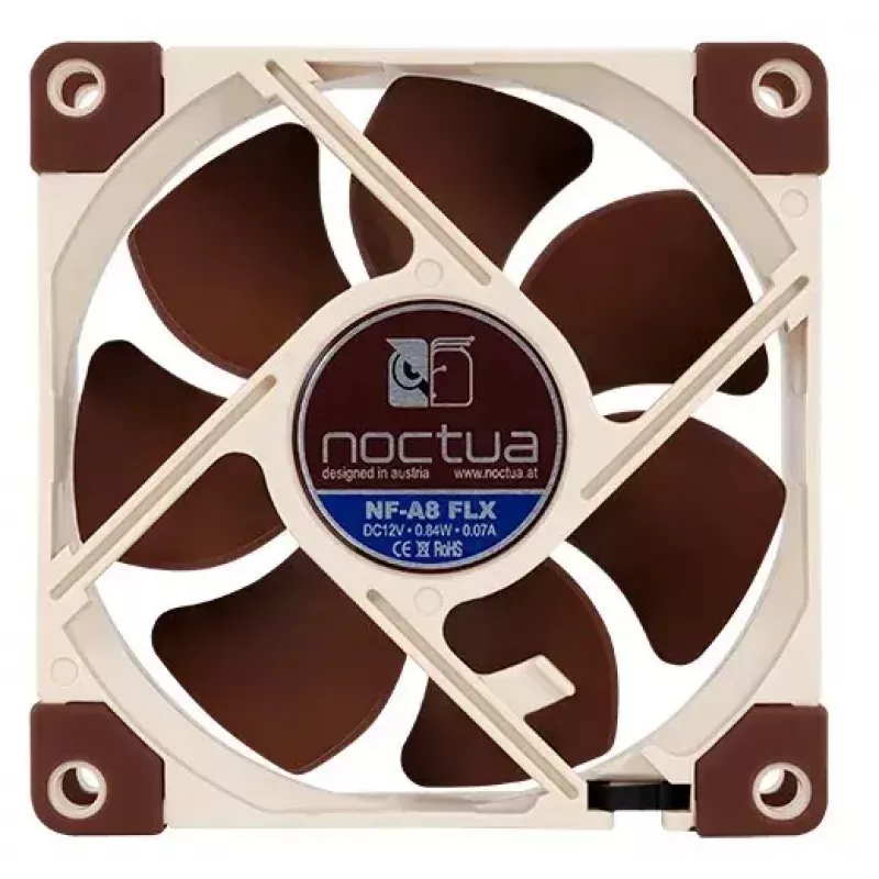 Ventiliatorius korpusui Noctua NF-A8 FLX 80 mm, 12 V, 2000 RPM, 50,4 m³/h, 0,84 W, 25 mm aukštis