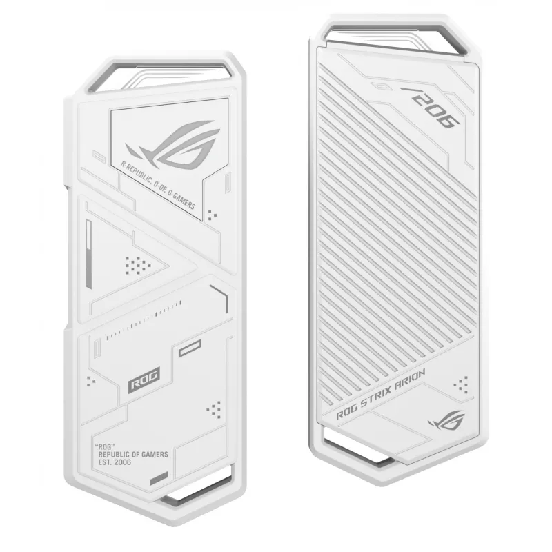 SSD dėklas ASUS ROG Strix Arion White Edition — M.2 PCIe, USB Type-C 10 Gbit/s, vienam diskui