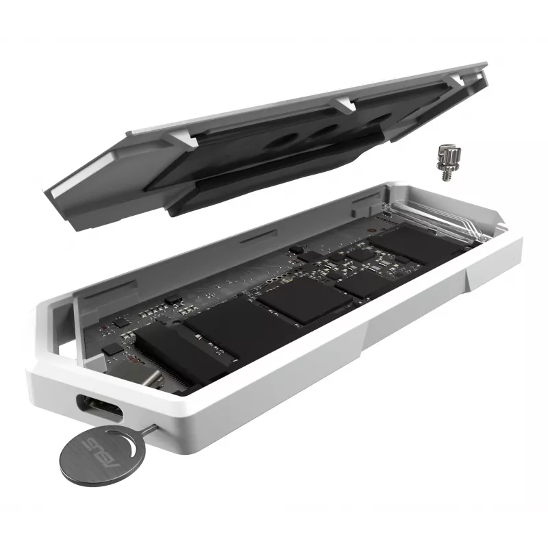 SSD dėklas ASUS ROG Strix Arion White Edition — M.2 PCIe, USB Type-C 10 Gbit/s, vienam diskui