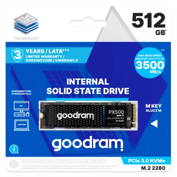 Vidinis kietasis diskas Goodram PX500 GEN.3 SSDPR-PX500-512-80-G3 512 GB M.2 PCI Express 3.0 NVMe 3D NAND