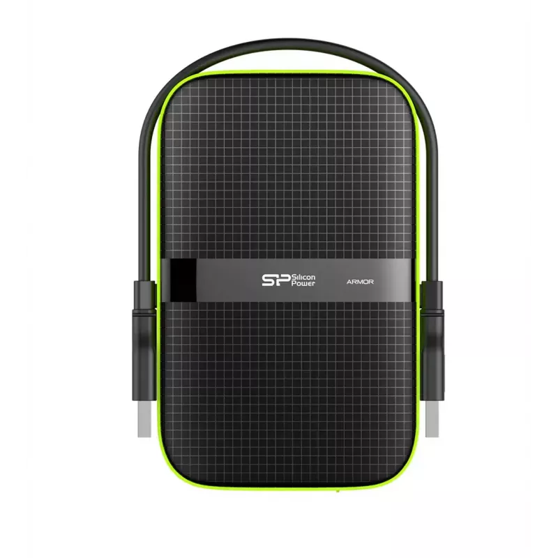 Išorinis kietasis diskas Silicon Power Armor A60 1 TB 2,5 colio USB 3.2 Gen 1, atsparus smūgiams, AES-256, juodas