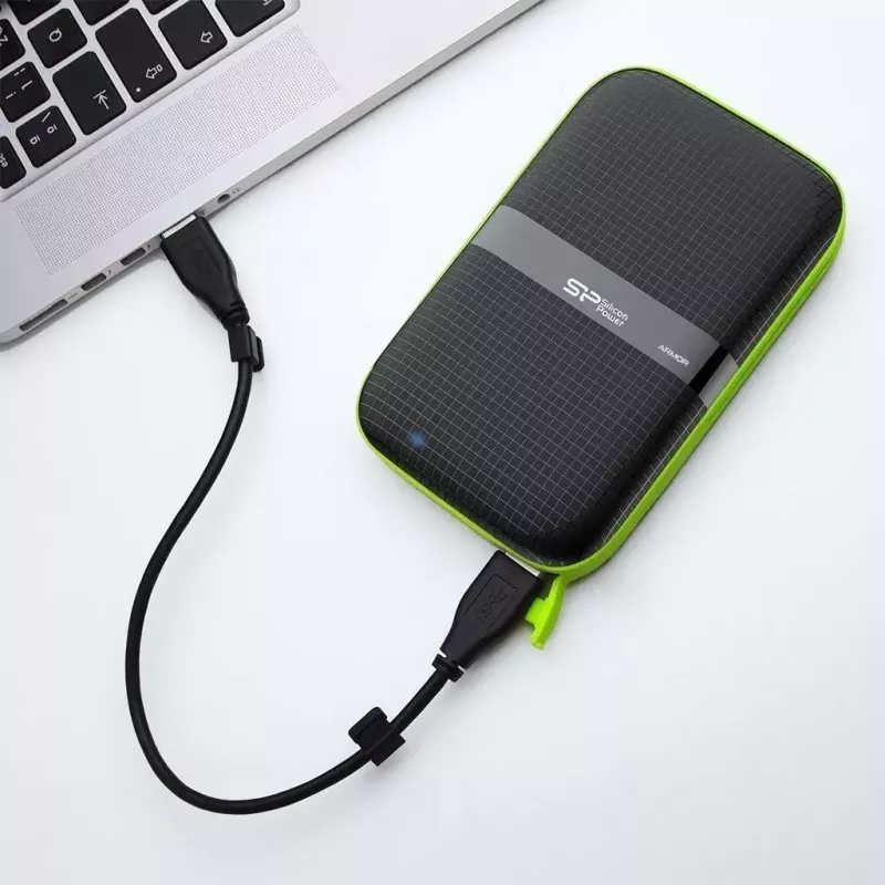 Išorinis kietasis diskas Silicon Power Armor A60 1 TB 2,5 colio USB 3.2 Gen 1, atsparus smūgiams, AES-256, juodas