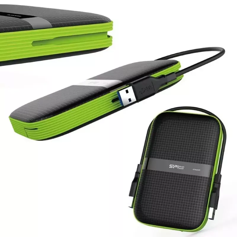 Išorinis kietasis diskas Silicon Power Armor A60 1 TB 2,5 colio USB 3.2 Gen 1, atsparus smūgiams, AES-256, juodas