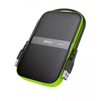 Išorinis kietasis diskas Silicon Power Armor A60 1 TB 2,5 colio USB 3.2 Gen 1, atsparus smūgiams, AES-256, juodas