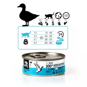 Šlapias ėdalas katėms 3coty Duck 80 g – pilnavertis paštetas suaugusioms katėms