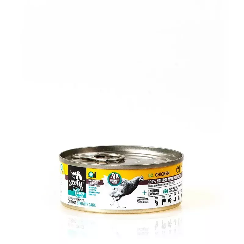 Šlapias kačių ėdalas 3coty Chicken Struvite care 80 g – maišelis suaugusioms katėms, vištiena, visavertis pašaras