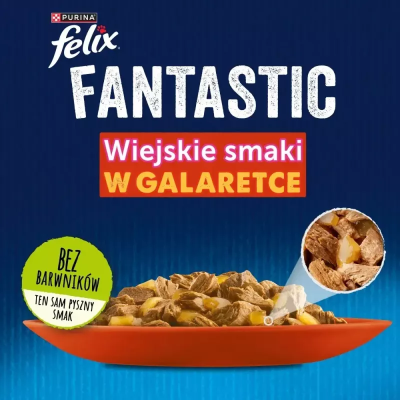Šlapias kačių ėdalas Purina Nestlé PURINA Felix Countryside Selection multipaketas 120×85 g maišeliai, suaugusioms katėms, įvairūs skoniai, be glitimo
