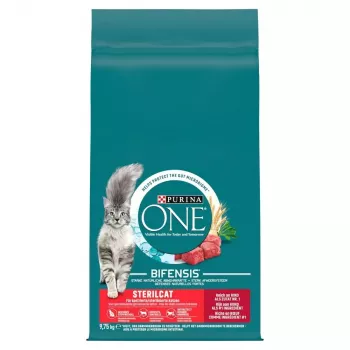 Sausas kačių ėdalas Purina Nestlé One Sterilcat Jautiena 9,75 kg – suaugusioms sterilizuotoms katėms, 37% baltymų