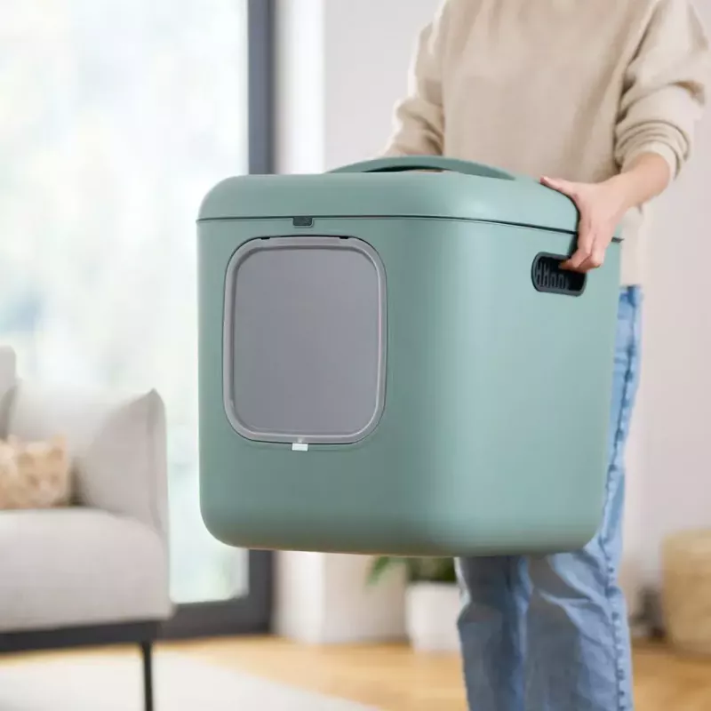 Kačių tualetas rotho Biala XL Green Easy Clean Design – didelis plastikinis tualetas su anglies filtru, 499×576×614 mm
