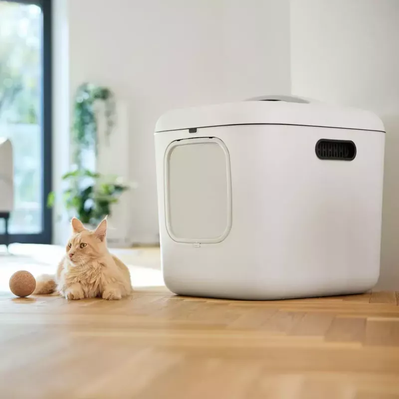 rotho Biala XL didelis plastikinis katės kraiko dėklas baltas su anglies filtru