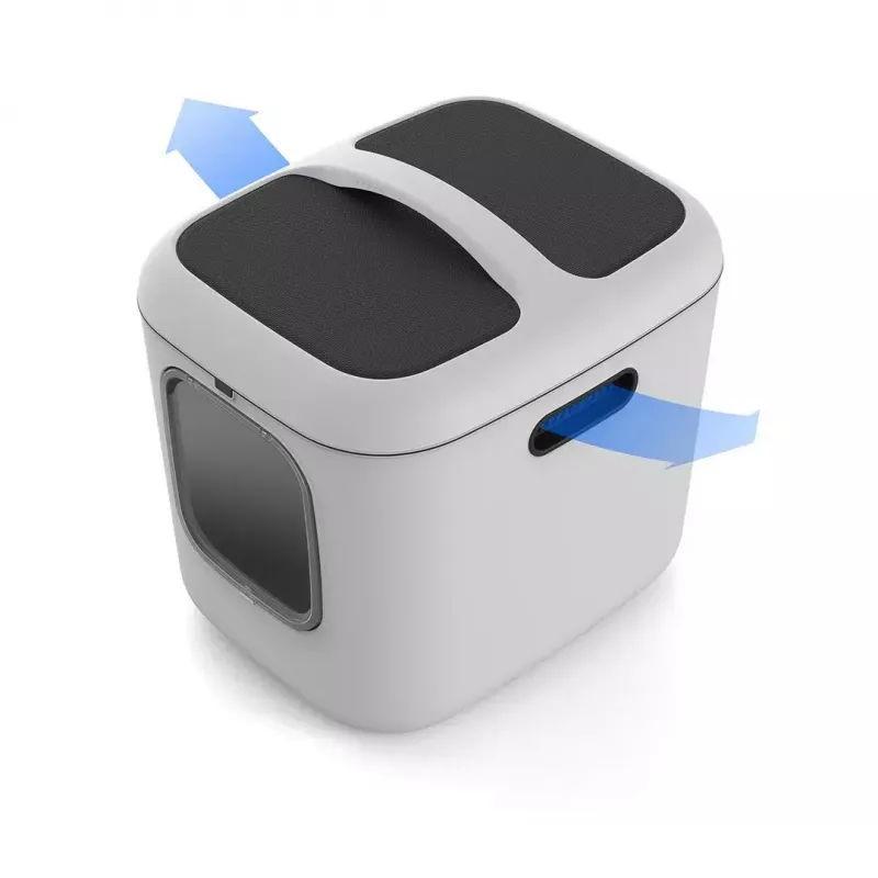 rotho Biala XL didelis plastikinis katės kraiko dėklas baltas su anglies filtru