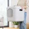 rotho Biala XL didelis plastikinis katės kraiko dėklas baltas su anglies filtru