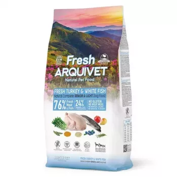 Sausas šunų ėdalas ARQUIVET Fresh Senior & Light kalakutiena ir žuvis, 10 kg, 26% baltymų, 10% riebalų