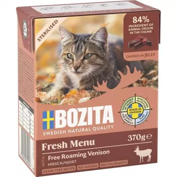 Šlapias kačių ėdalas BOZITA Fresh Menu 370 g suaugusioms katėms, elnienos skonio, be sojos, be glitimo
