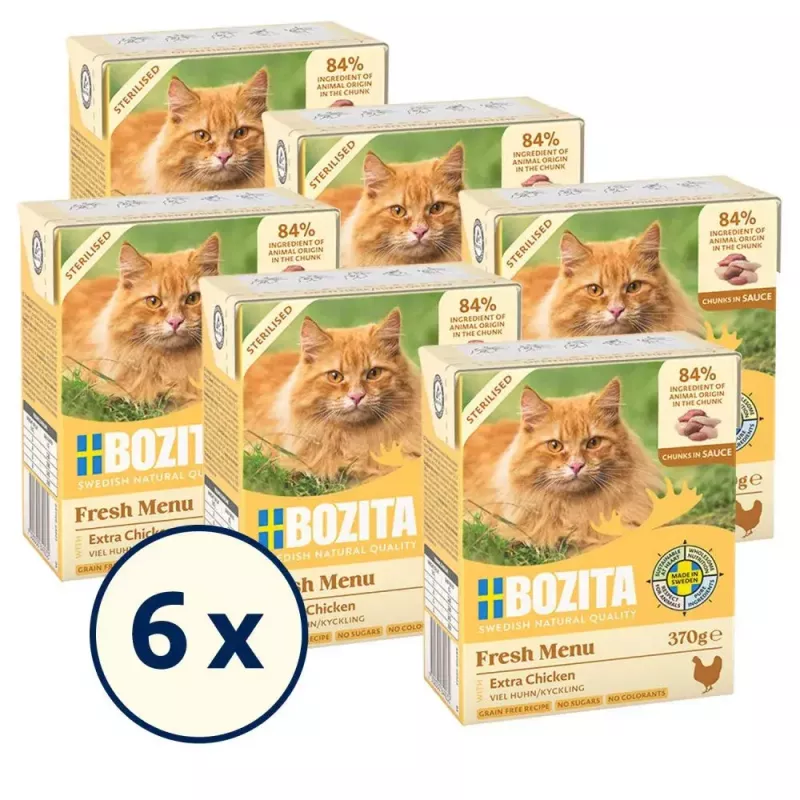 Šlapias kačių ėdalas BOZITA Fresh Menu Vištiena 370 g – suaugusioms katėms, bet kurios veislės, svorio kontrolės formulė