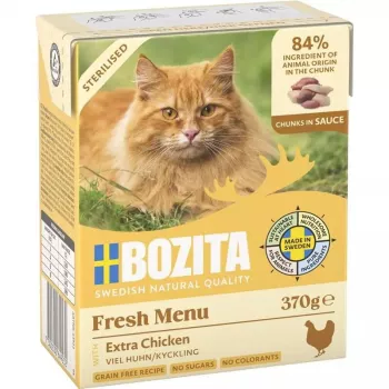 Šlapias kačių ėdalas BOZITA Fresh Menu Vištiena 370 g – suaugusioms katėms, bet kurios veislės, svorio kontrolės formulė