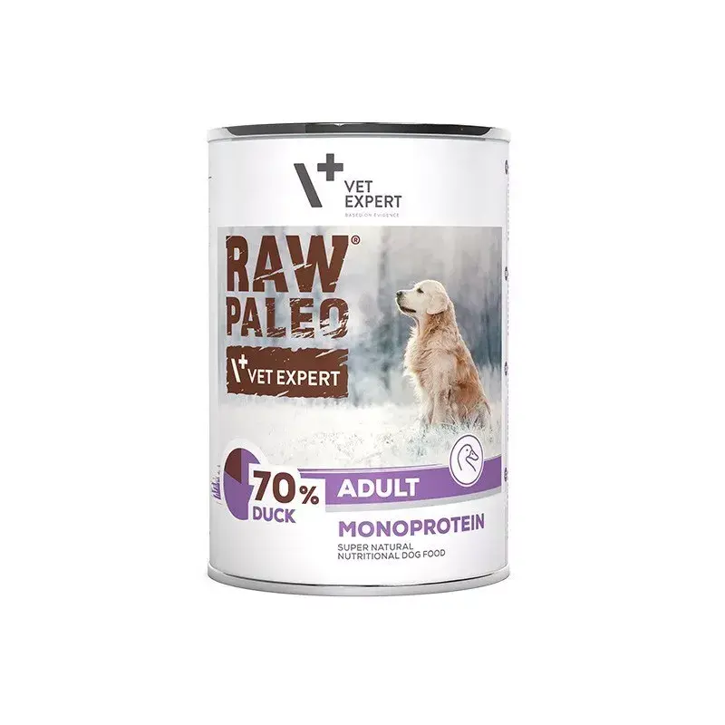 Šlapias šunų ėdalas VETEXPERT RAW PALEO Adult Monoprotein Antis 400 g, be glitimo, be sojos, maisto alergijoms