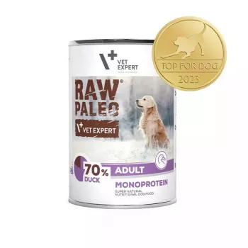 Šlapias šunų ėdalas VETEXPERT RAW PALEO Adult Monoprotein Antis 400 g, be glitimo, be sojos, maisto alergijoms
